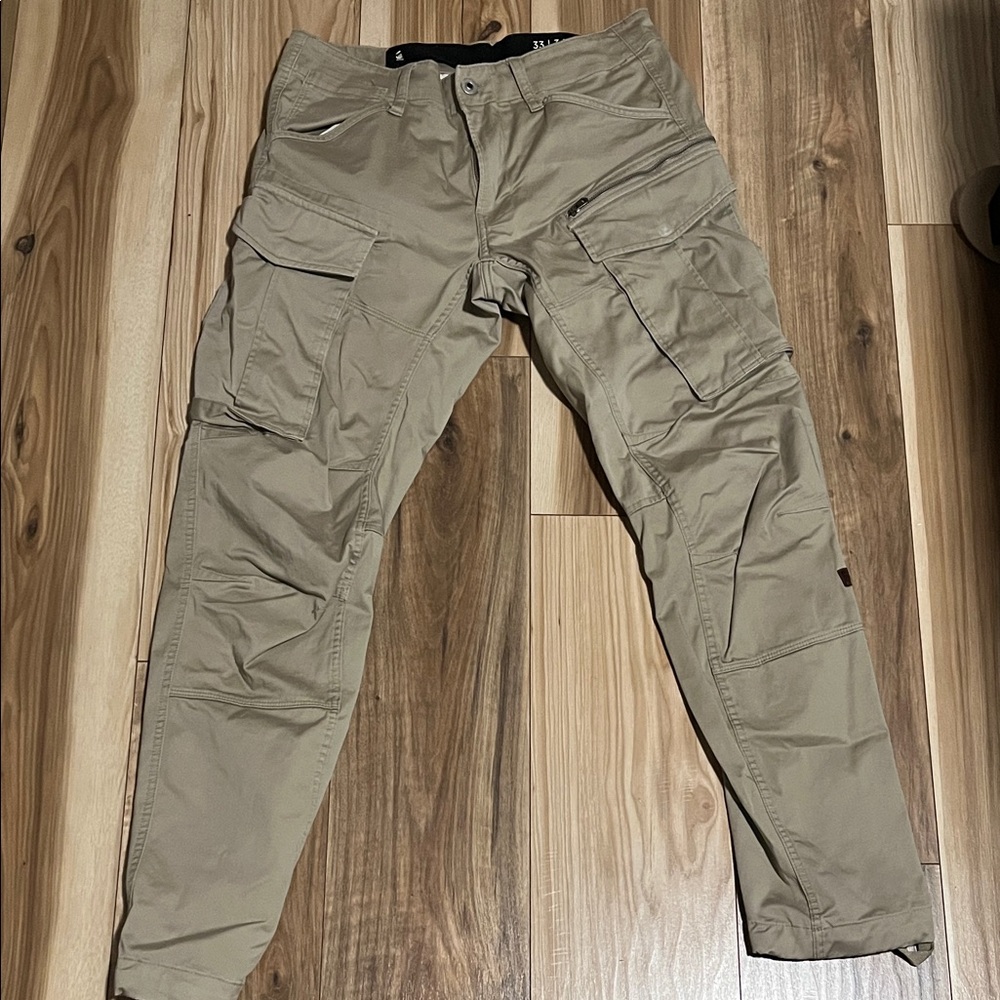 G-raw Star Men's Khaki Cargo Pants Rovic Zip 3D Regular Tapered Pants